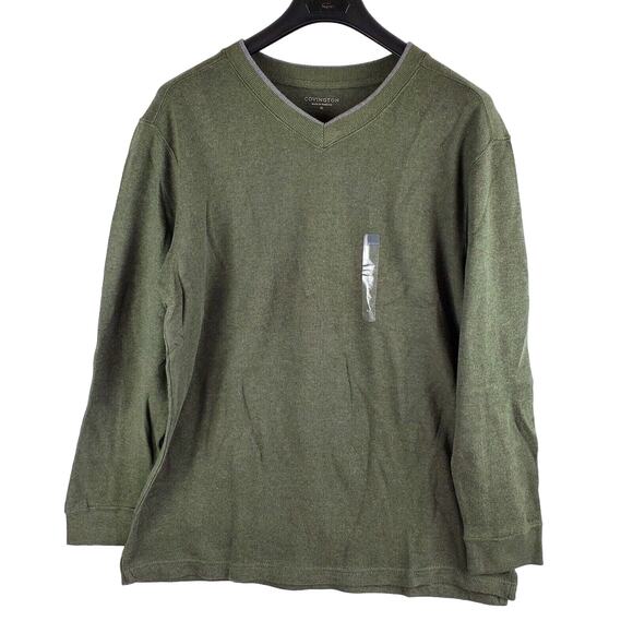Covington Shirt Mens XL V Neck Hunter Green New Gorpcore Dadcore Casual Preppy - Picture 1 of 13